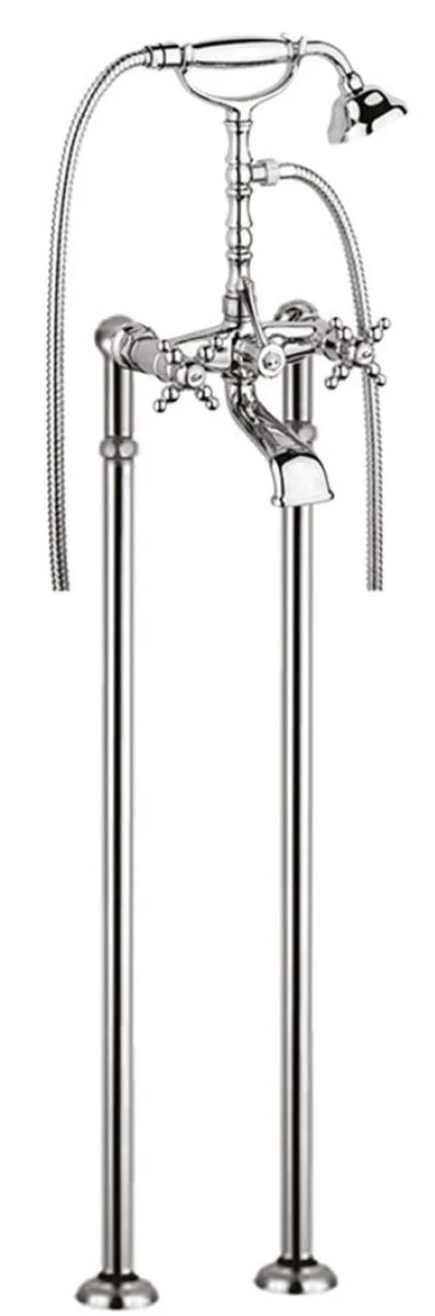 Art Nouveau bathtub fitting silver H. 105.5 cm - Nostalgic bathroom bathtub fitting with shower head and feet