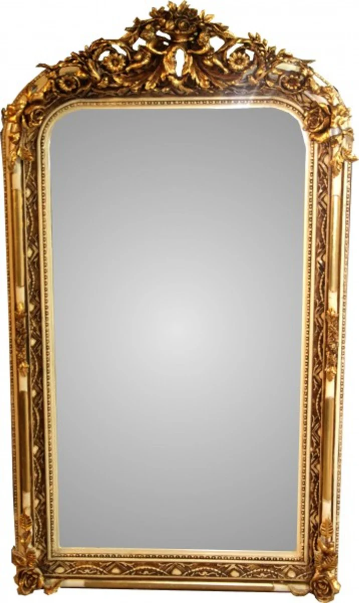 Baroque wall mirror old white / gold antique look H 159 cm x W 89 cm - noble & magnificent mirror