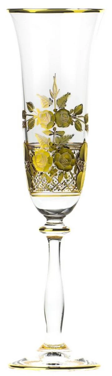 Luxury baroque champagne glass gold Ø 7 x H. 24.5 cm - handmade and hand-engraved champagne glass - hotel & restaurant accessories - luxury quality