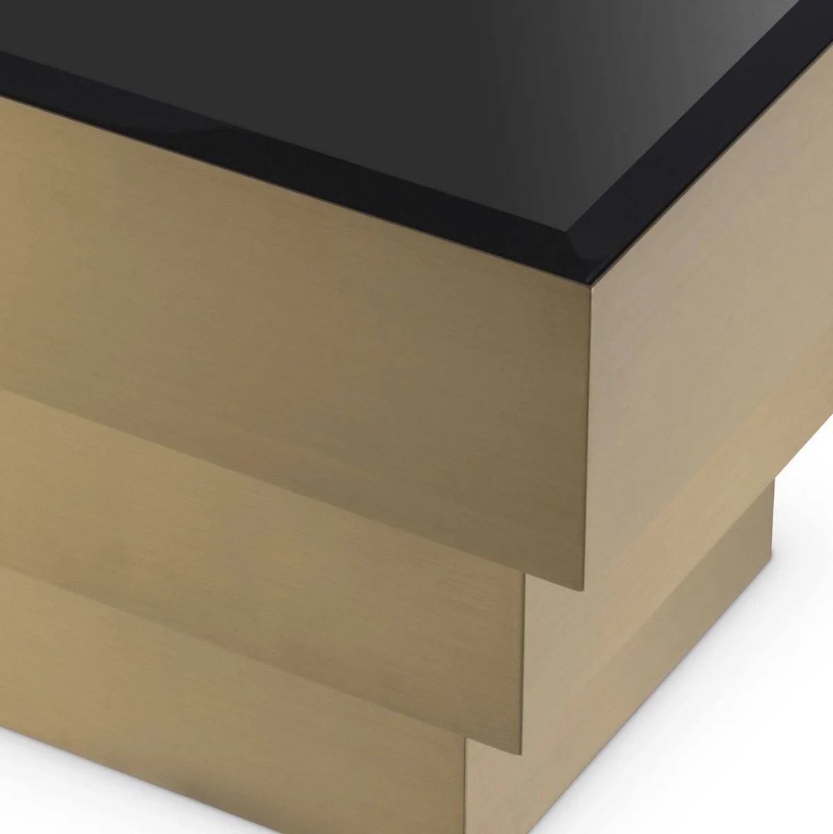 Luxury side table brass / black 55 x 55 x H. 45 cm - Square stainless steel table with glass top - Living room furniture - Luxury furniture
