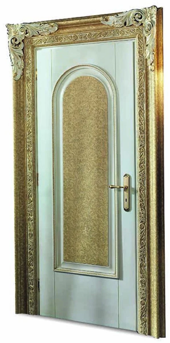 Luxus Barock Wohnungstür Weiß / Gold 129 cm - Made in Italy