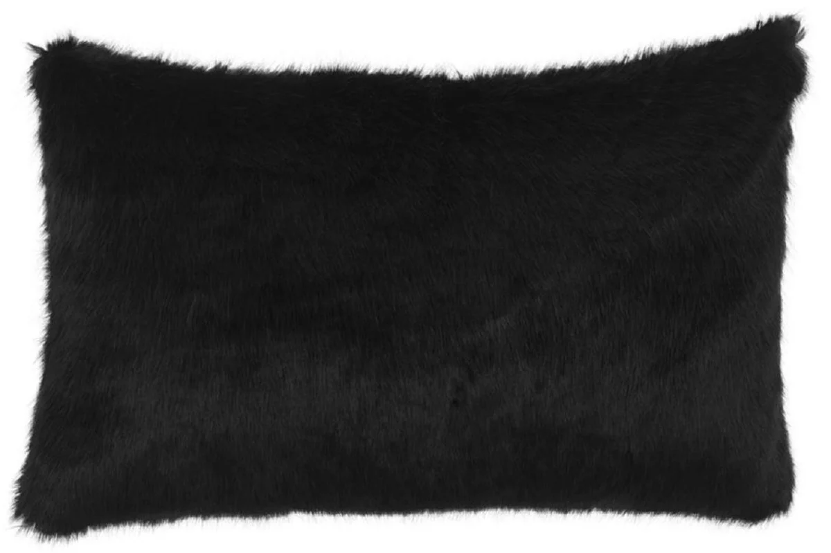 Luxus Kunstfell Kissen Schwarz 60 x 40 cm - Wohnzimmer Deko Accessoires