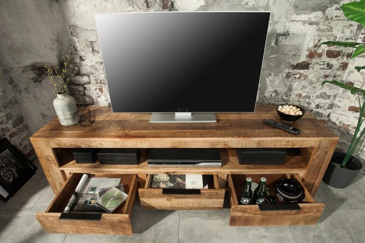 Designer TV cabinet natural W.170cm x H.45cm x D.45cm - sideboard - chest of drawers - handmade from solid mango wood!