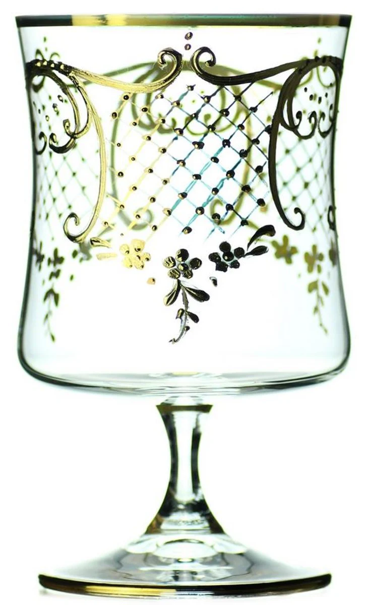 Luxury Baroque Brandy Glass Set of 6 Gold Ø 8.5 x H. 14.5 cm - Handmade and hand-painted cognac glasses - Hotel & Restaurant Accessories - Luxury quality