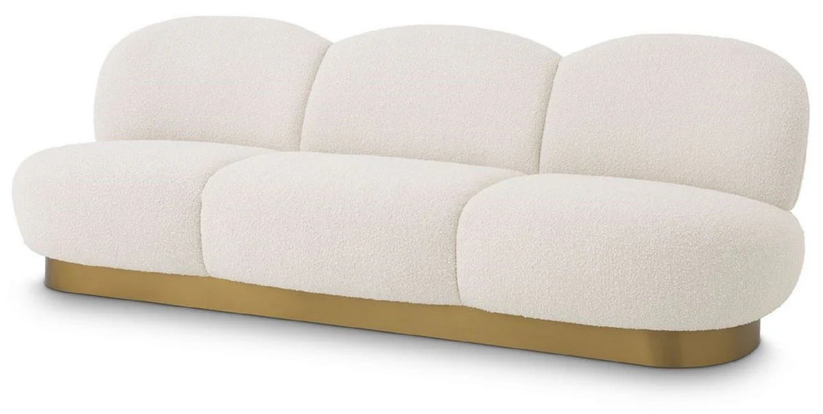 Luxury sofa cream / brass 230 x 81 x H. 76 cm - living room sofa - hotel sofa - luxury quality