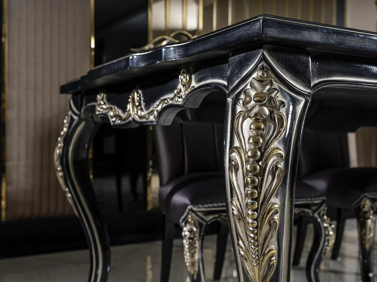 Luxury Baroque Dining Table Black / Gold - Solid Wood Dining Room Table - Baroque Dining Room Furniture - Noble & Magnificent