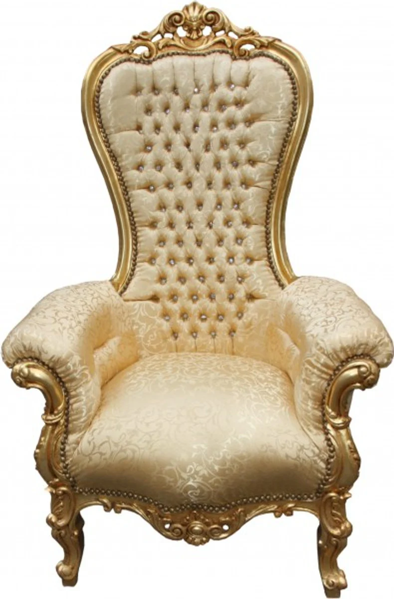 Baroque Throne Chair Majestic Medium Gold Pattern / Gold with Bling Bling Glitter Stones - Giant Chair - Throne Chair Tron