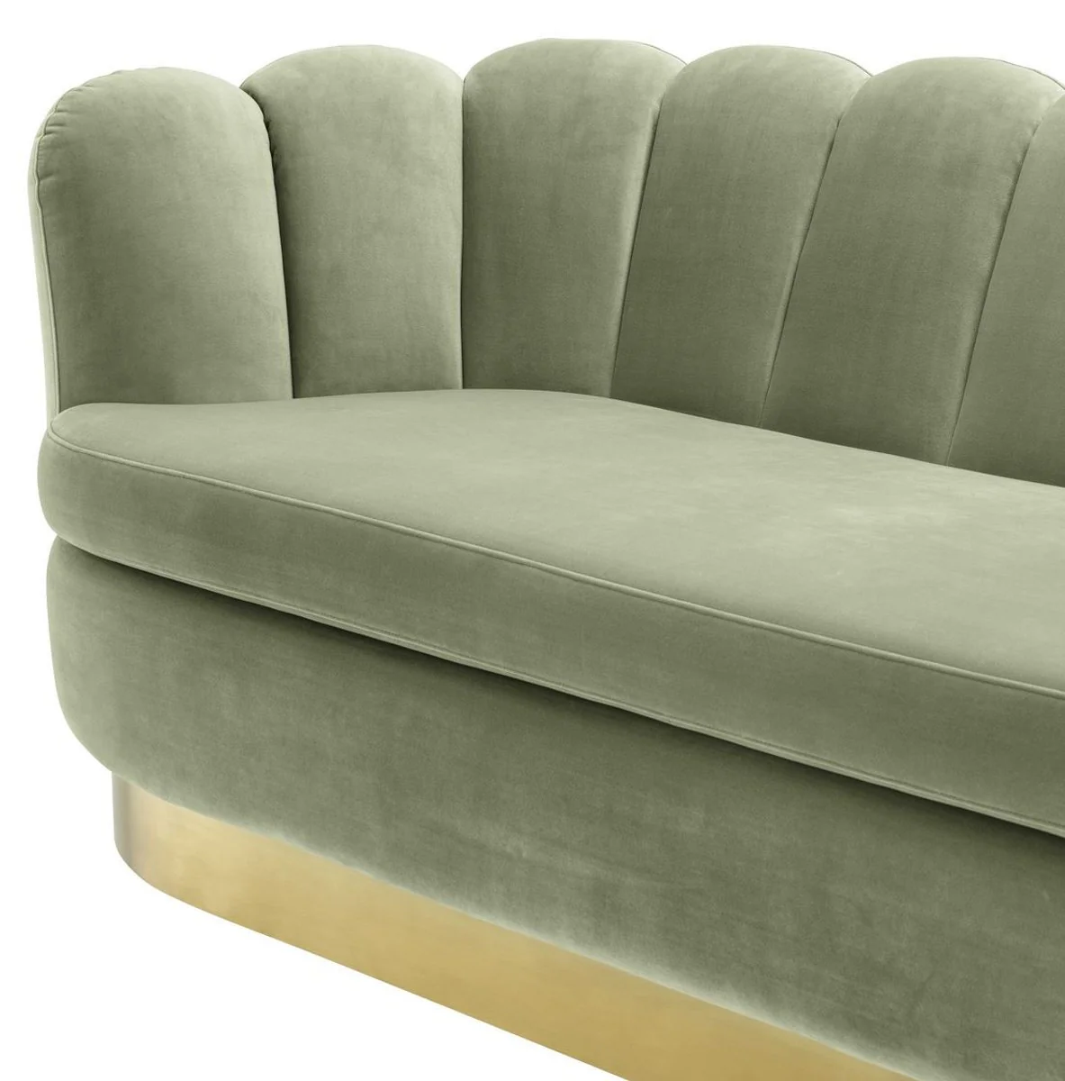 Luxury velvet sofa pistachio green / brass colored 225 x 90 x H. 80 cm - living room sofa - luxury quality
