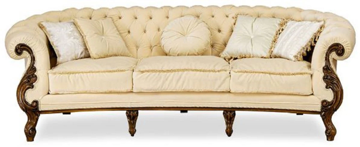 Luxury Baroque Living Room Sofa Cream / Brown - Handcrafted Baroque Style Sofa - Magnificent Luxury Living Room Furniture in Baroque Style - Baroque Furniture