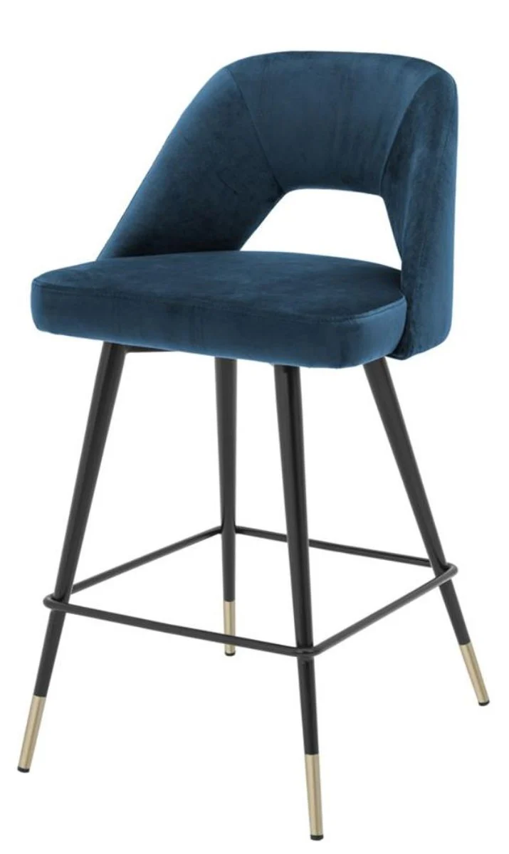 Luxury bar chair blue / black 50 x 50 x H. 90 cm - luxury bar stool with backrest