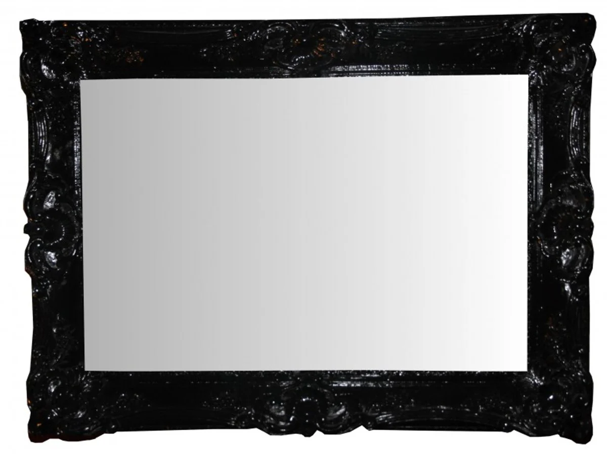 Barock Wandspiegel Schwarz Klavierlack - Edel & Prunkvoll