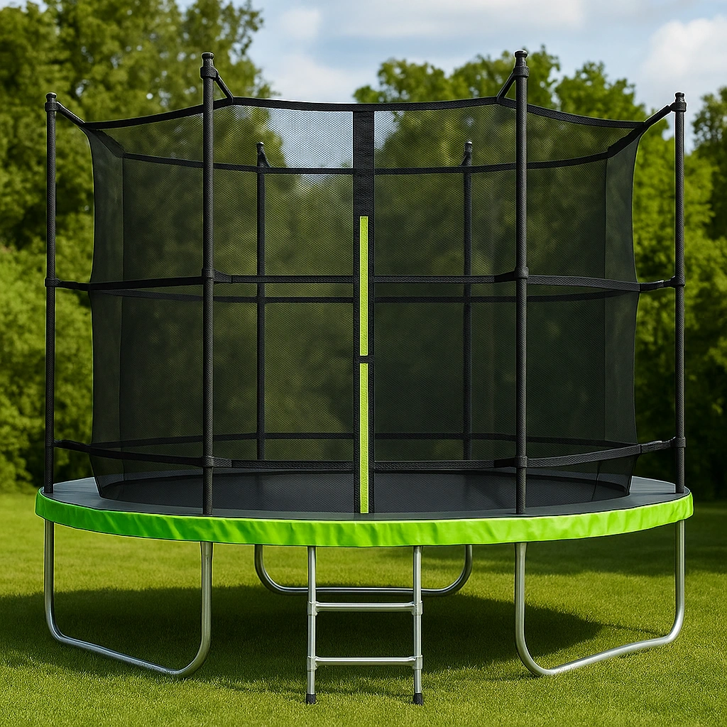 Rundes Kindertrampolin für den Außenbereich, schwarzer Stahl, Garten, 3,6 m x 3,6 m x 2,6 m - TsHsCyc100jz