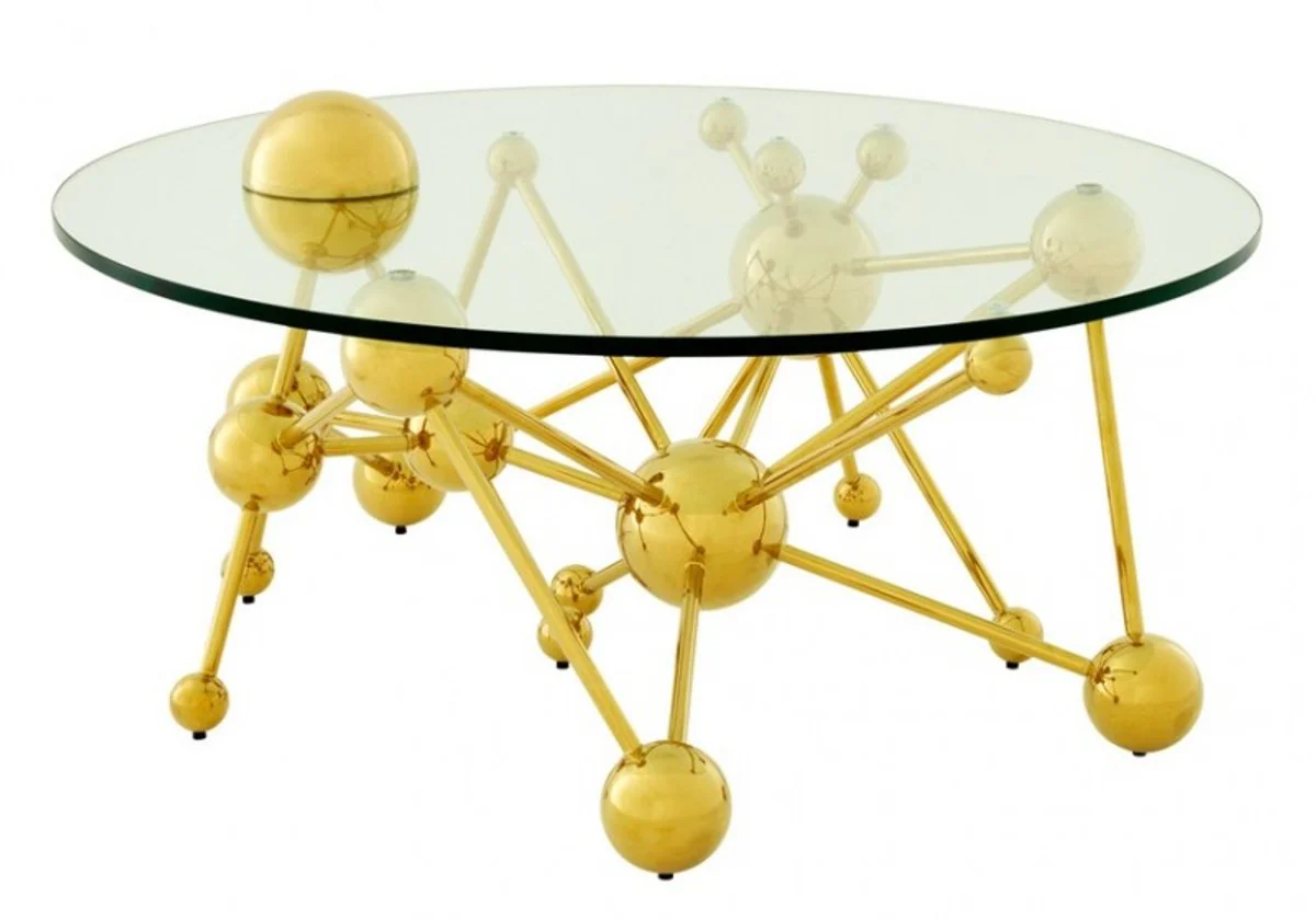 Luxury coffee table stainless steel / glass gold Astronomy - Art Deco living room table
