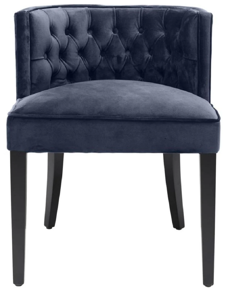Luxury Chesterfield dining chair midnight blue / black 60 x 58 x H. 77 cm - Dining room furniture