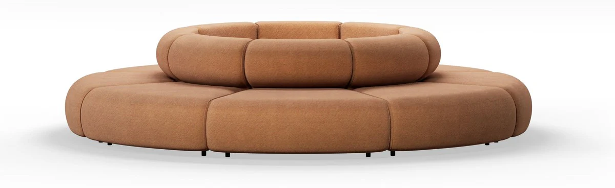 Luxus Sofa Braun Ø 340 x H. 72 cm - Rundes Modulares Sofa - Luxus Möbel