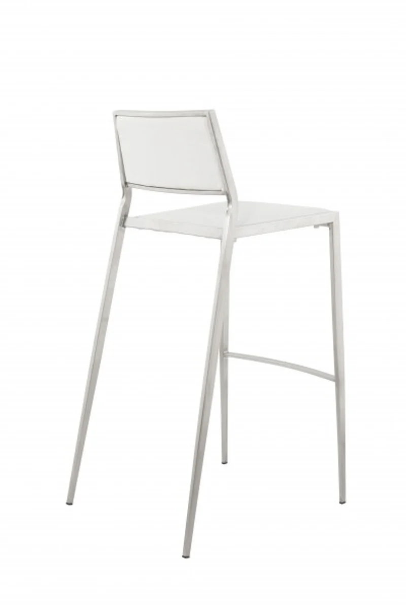 Luxury designer bar chair white with backrest, bar stool, upholstered - bar stool