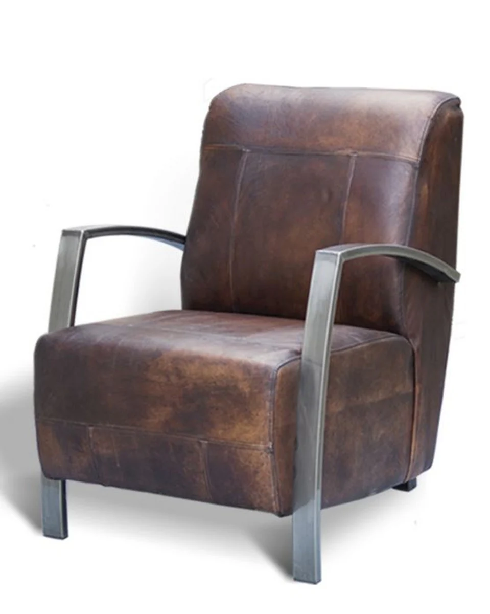 Vintage Industrial Genuine Leather Lounge Chair - ALL COLORS - Luxury Living Room Armchair Industrial Design Furniture Buffalo Leather