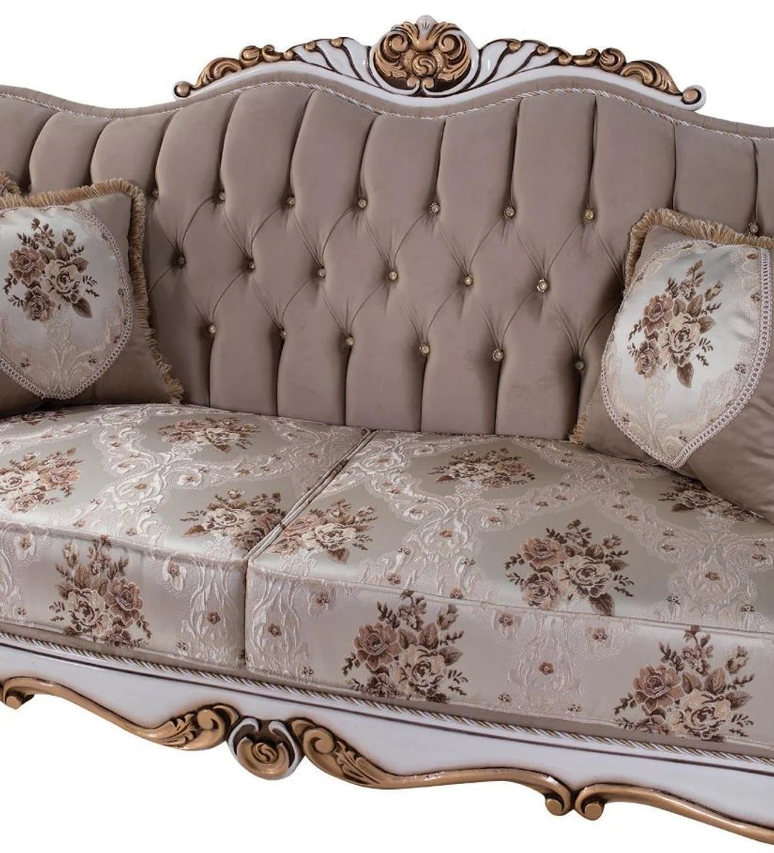 Luxury Baroque Living Room Set Gray / Multicolored / White / Bronze - 2 Sofas & 2 Armchairs & 1 Coffee Table - Living Room Furniture in Baroque Style - Noble & Magnificent