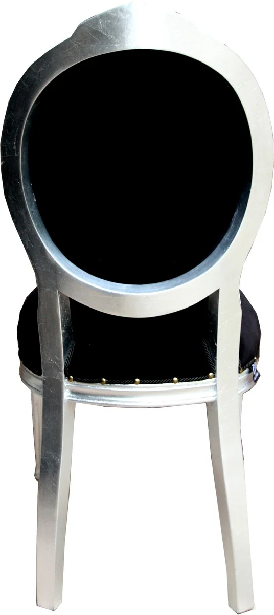 Baroque luxury dining room chair flamingo / silver with bling bling rhinestones - designer chair