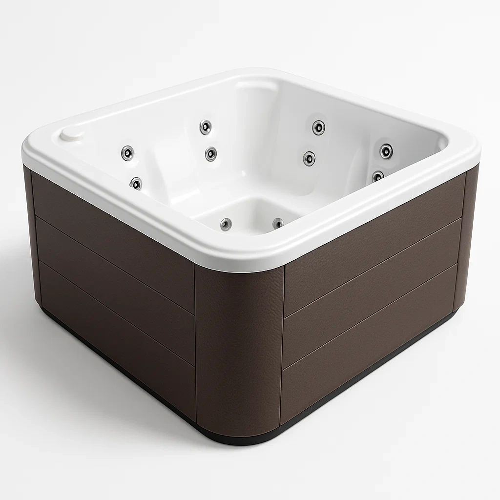 Feste Whirlpools 150x150x70 cm, 4 Personen, quadratisch, braun/weiß qeMbOYz424sL