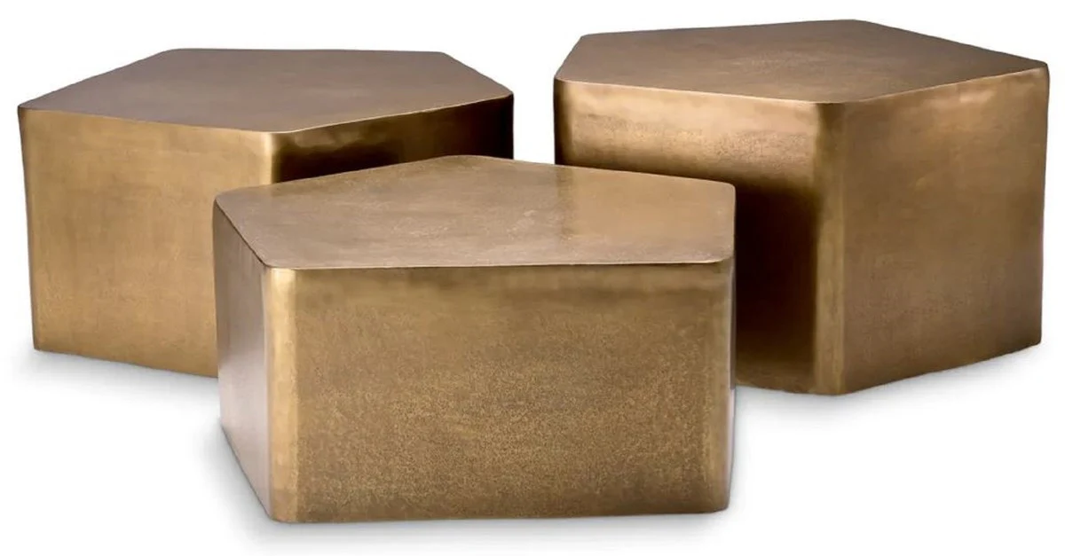 Luxus Aluminum Couchtisch 3er Set Vintage Brass