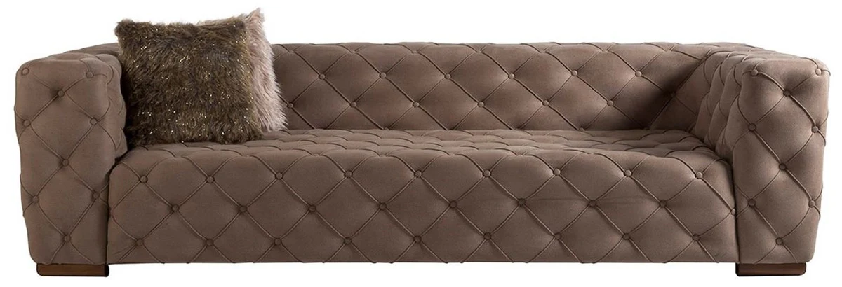 Luxury Chesterfield 3-seater sofa gray / brown 240 x 95 x H. 81 cm - Chesterfield living room sofa - Chesterfield living room furniture - Luxury collection