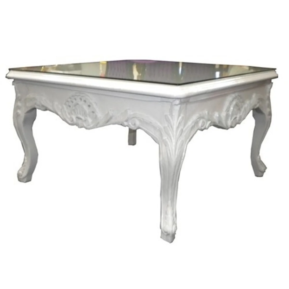 Baroque coffee table white 80 x 80 cm - side table - living room salon table