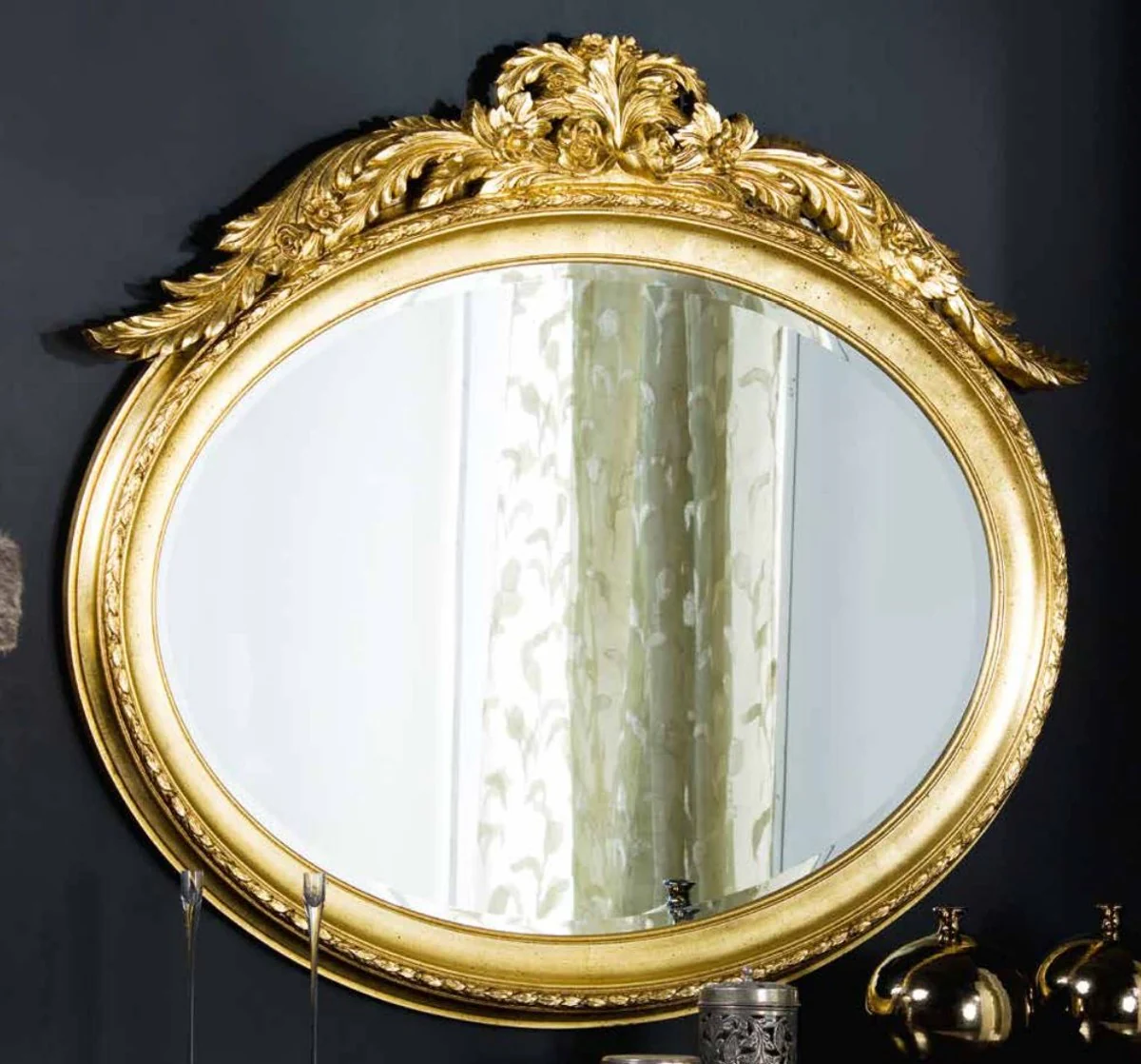 Luxury Baroque Mirror Gold - Oval Wall Mirror in Baroque Style - Baroque Furniture - Luxury Quality - Made in Italy