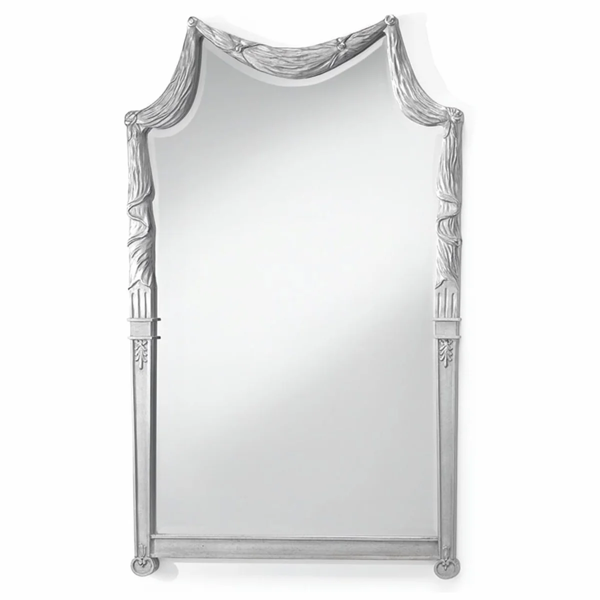 Luxury baroque solid wood mirror silver H. 135 cm - Made in Italy