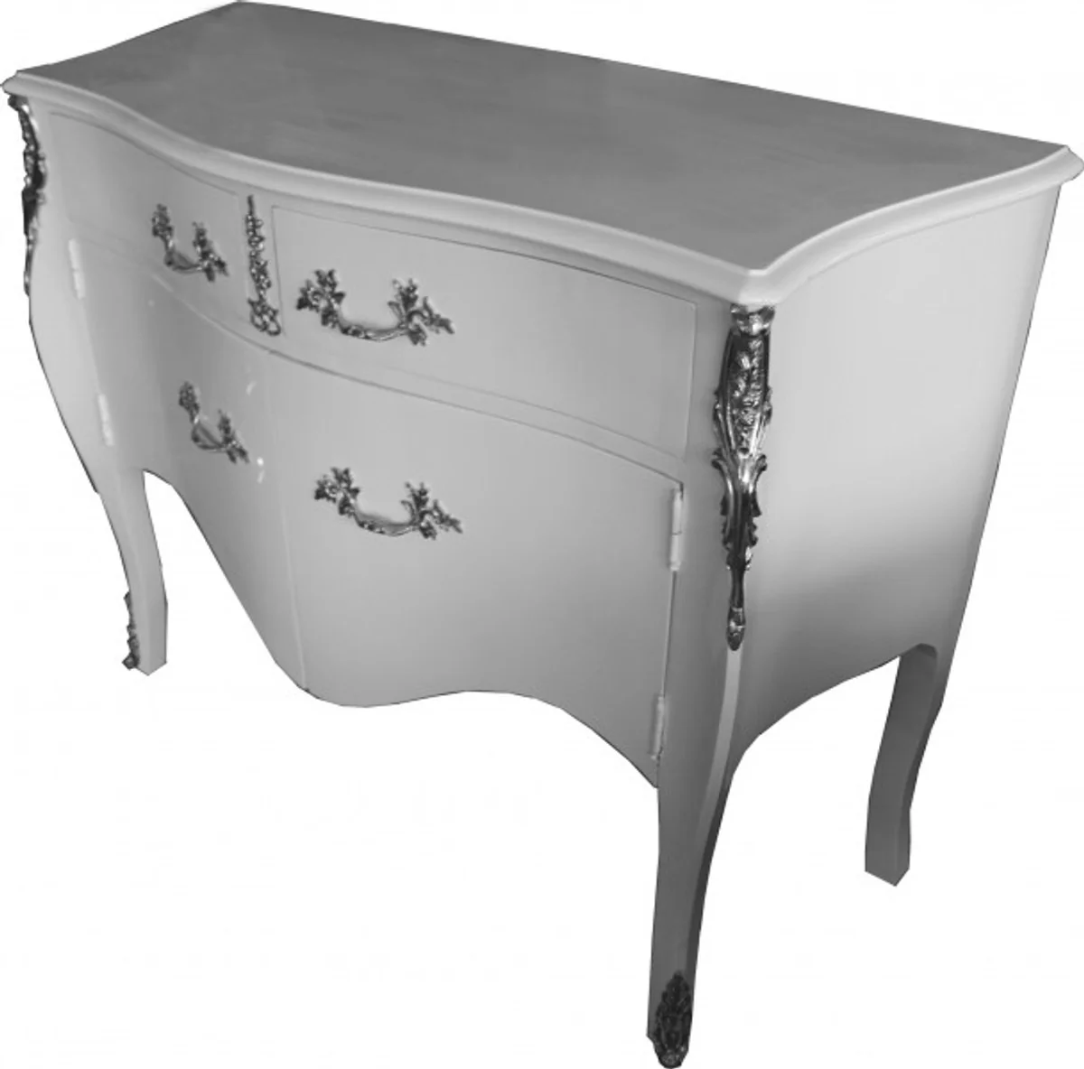 Baroque chest of drawers white with 2 drawers and 2 doors 140 cm - handmade from solid wood - limited edition