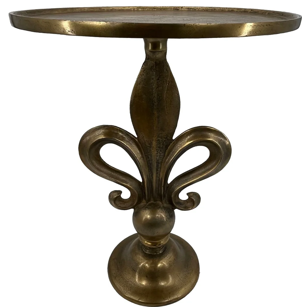 Baroque side table Lily Antique Gold Ø 51 x H. 67 cm - Round aluminum table in baroque style - Living room furniture - Aluminum furniture - Baroque furniture - Baroque furnishings