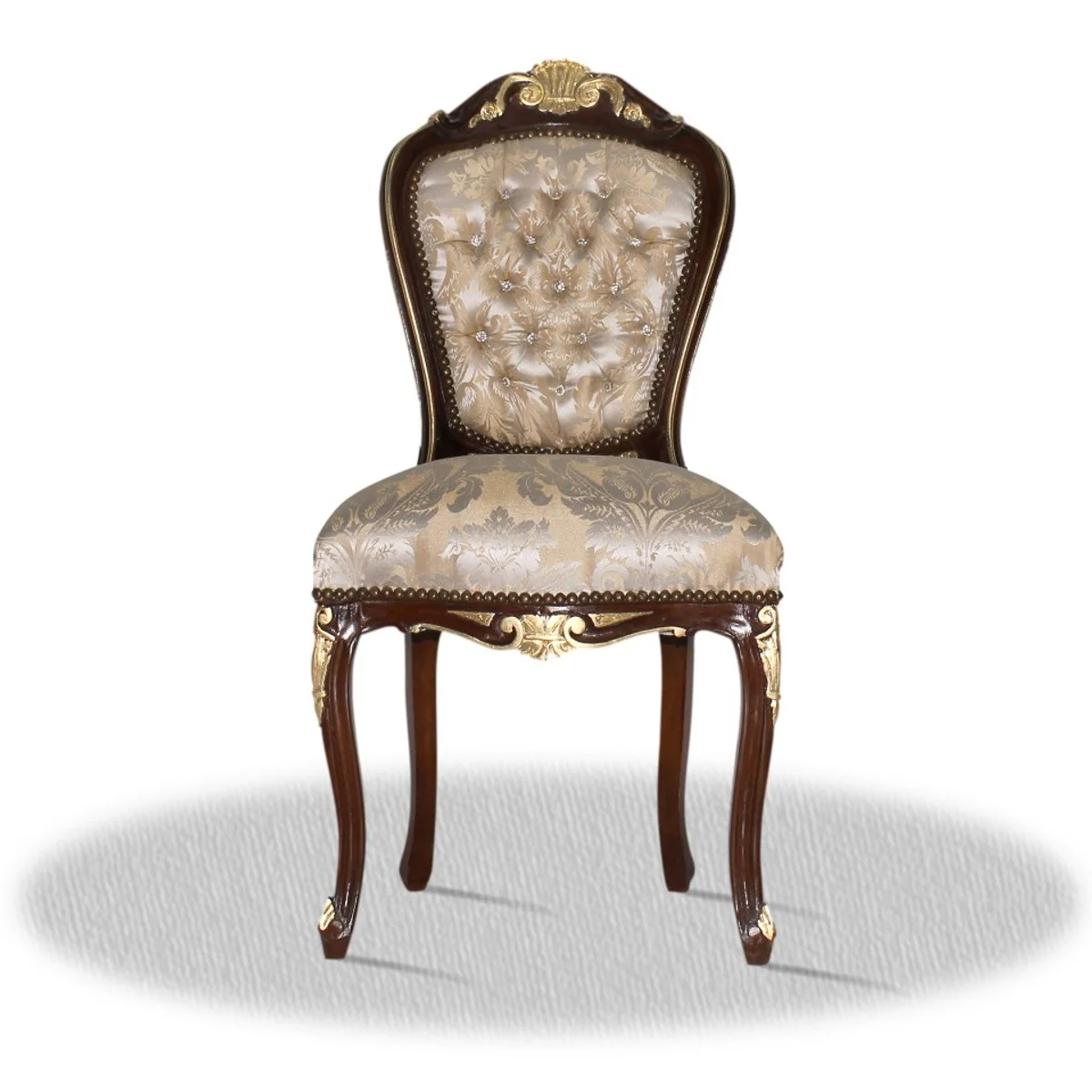 Baroque Dining Chair Brown Gold Silver - Antique Style Furniture