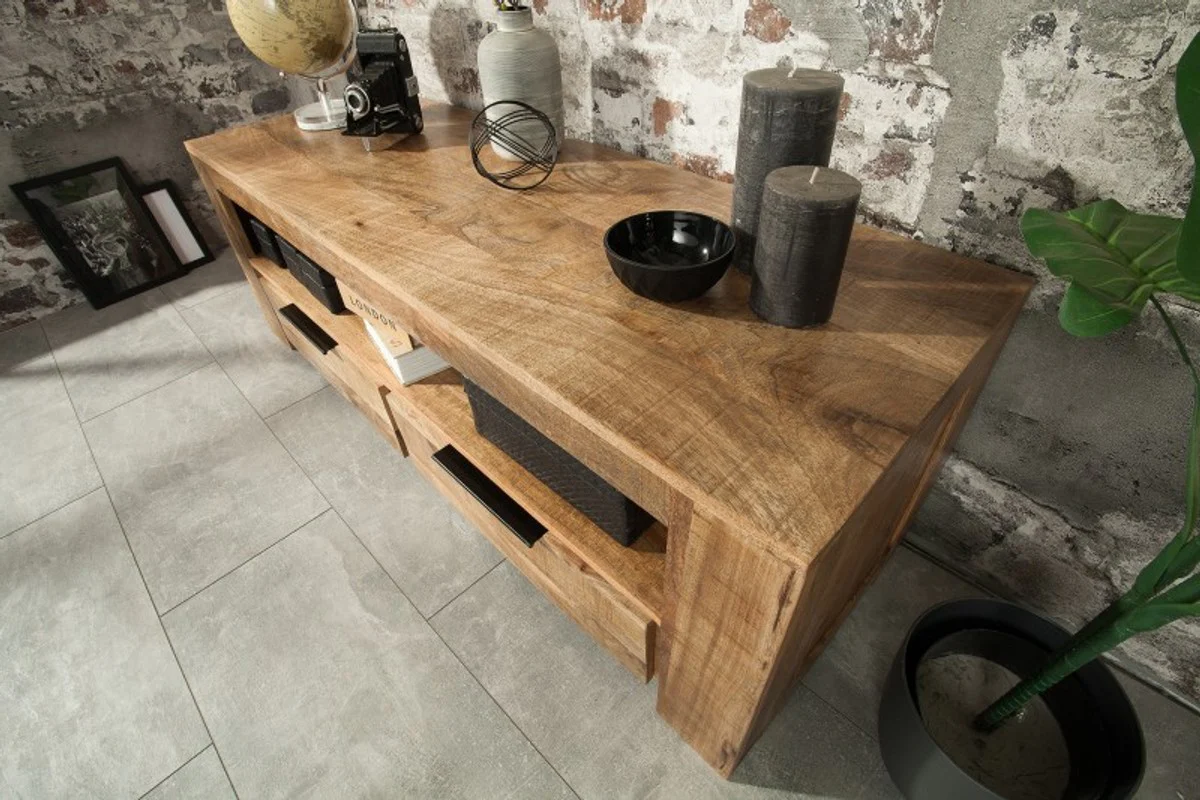 Designer TV cabinet natural W.130cm x H.45cm x D.45cm - sideboard - chest of drawers - handmade from solid mango wood!