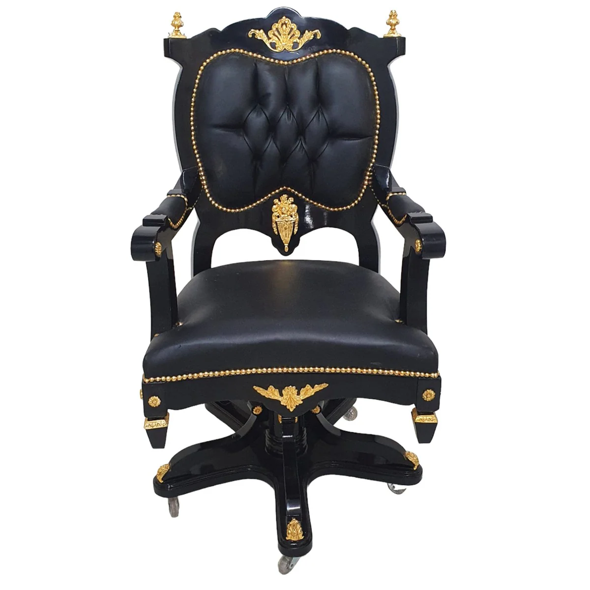 Baroque office chair executive chair black / gold - swivel chair - office armchair