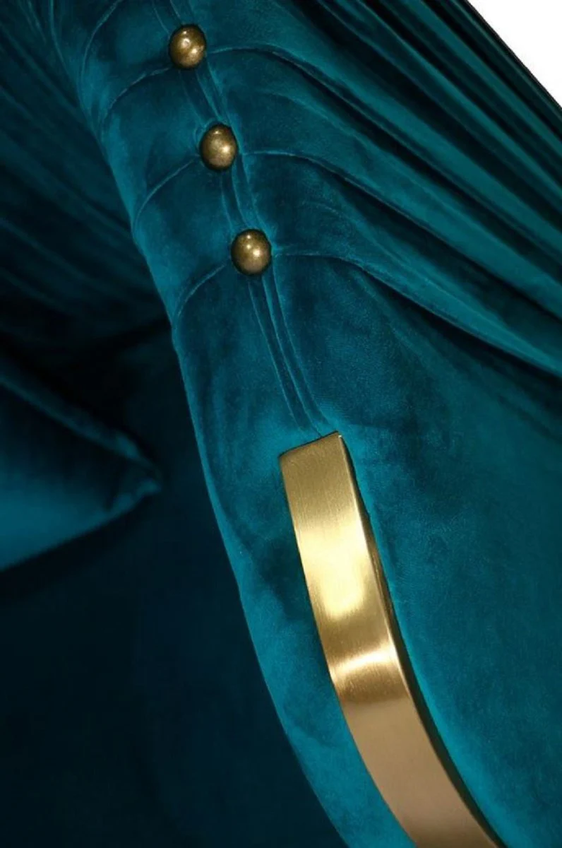 Art Deco velvet sofa green blue / gold 180 x 78 x H. 80 cm - Living room sofa - Art Deco living room furniture