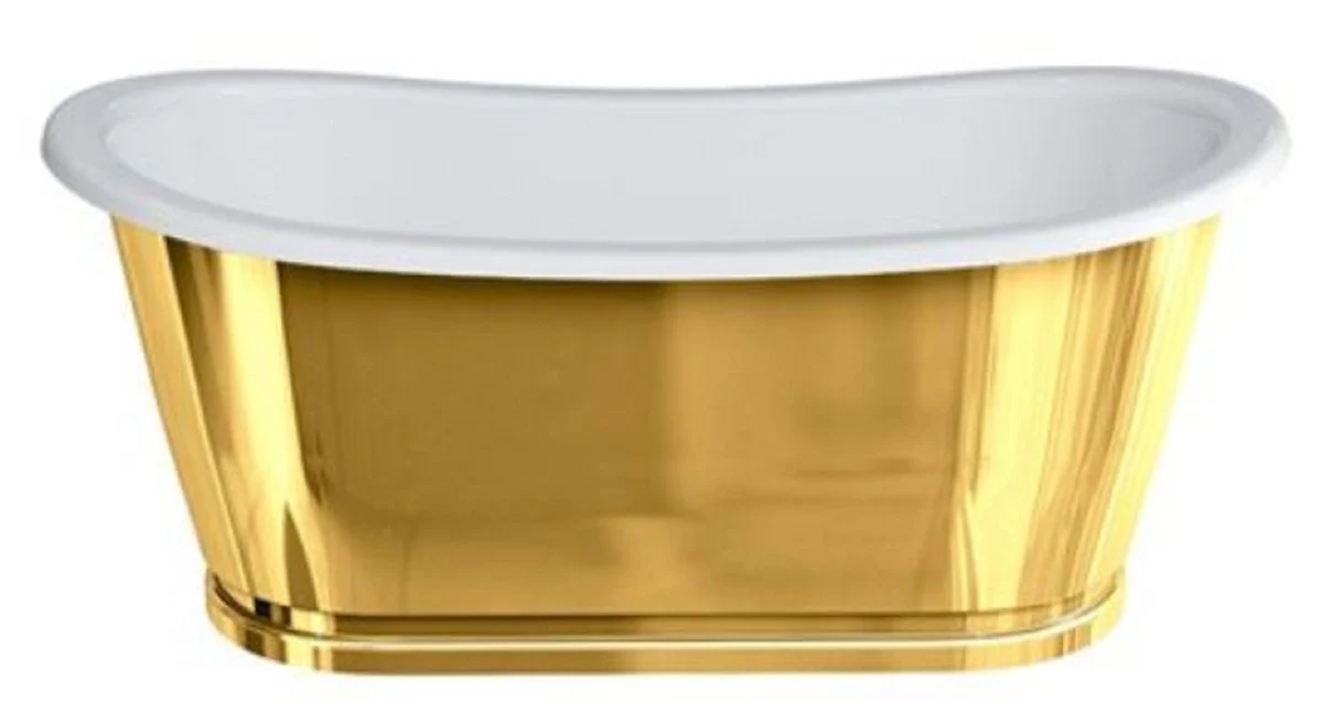 Luxury Art Nouveau bathtub gold / white 167.5 x 76.1 x H. 71.1 cm - Freestanding retro bathtub - Luxury Art Nouveau bathroom furniture