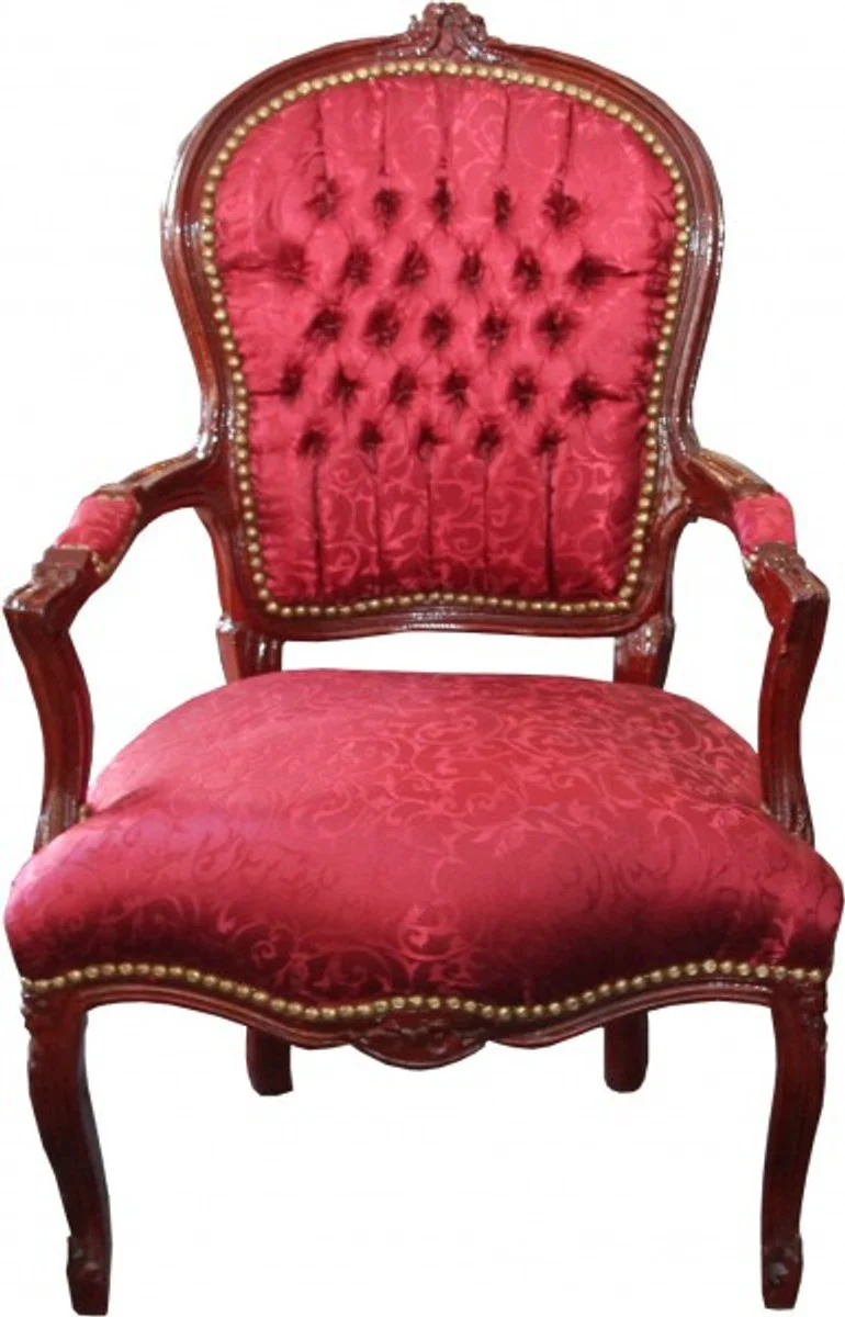 Baroque Salon Chair Bordeaux Red Pattern / Brown Mod2 - Chairs Furniture