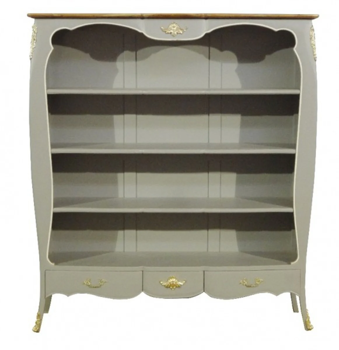 Baroque bookcase gray / gold 166 x 185 cm cabinet bookcase