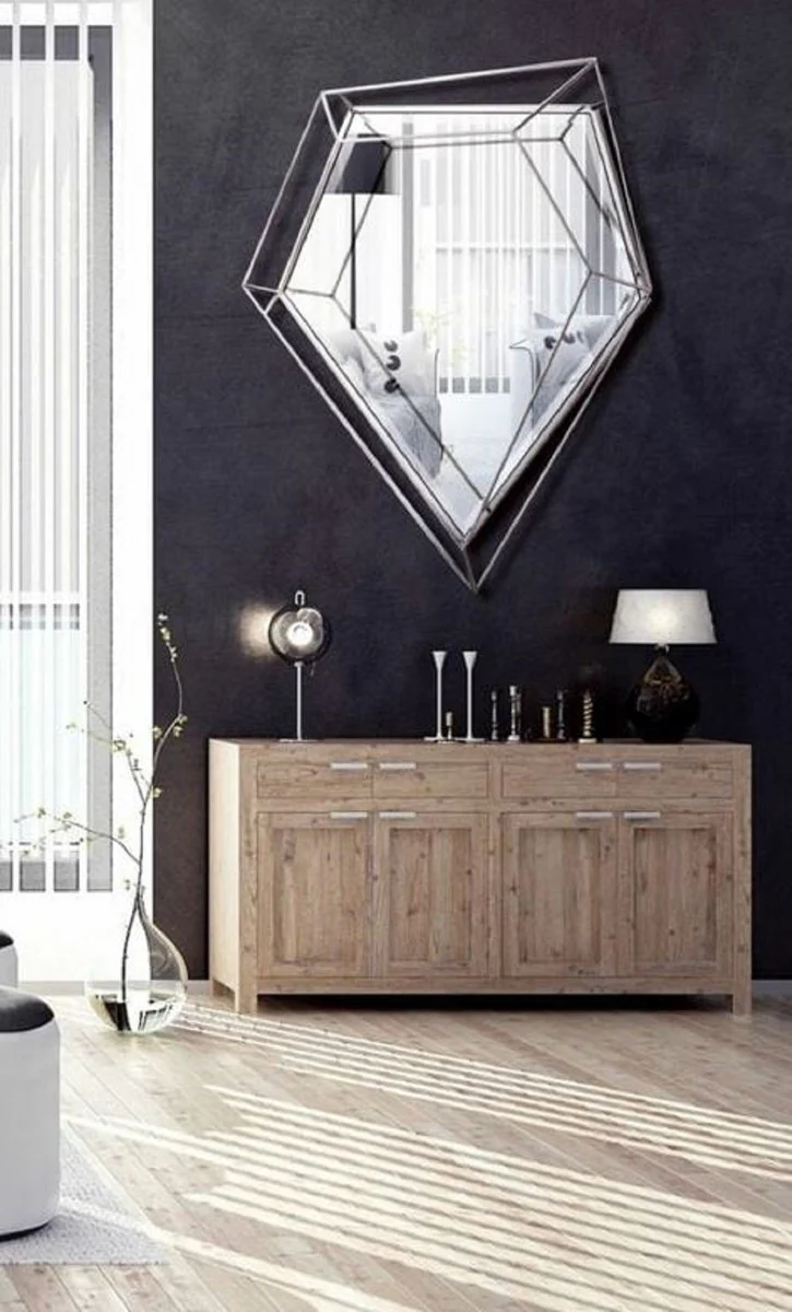 Luxury wall mirror silver 92 x 12 x H. 141 cm - living room mirror - bedroom mirror - cloakroom mirror - luxury furniture