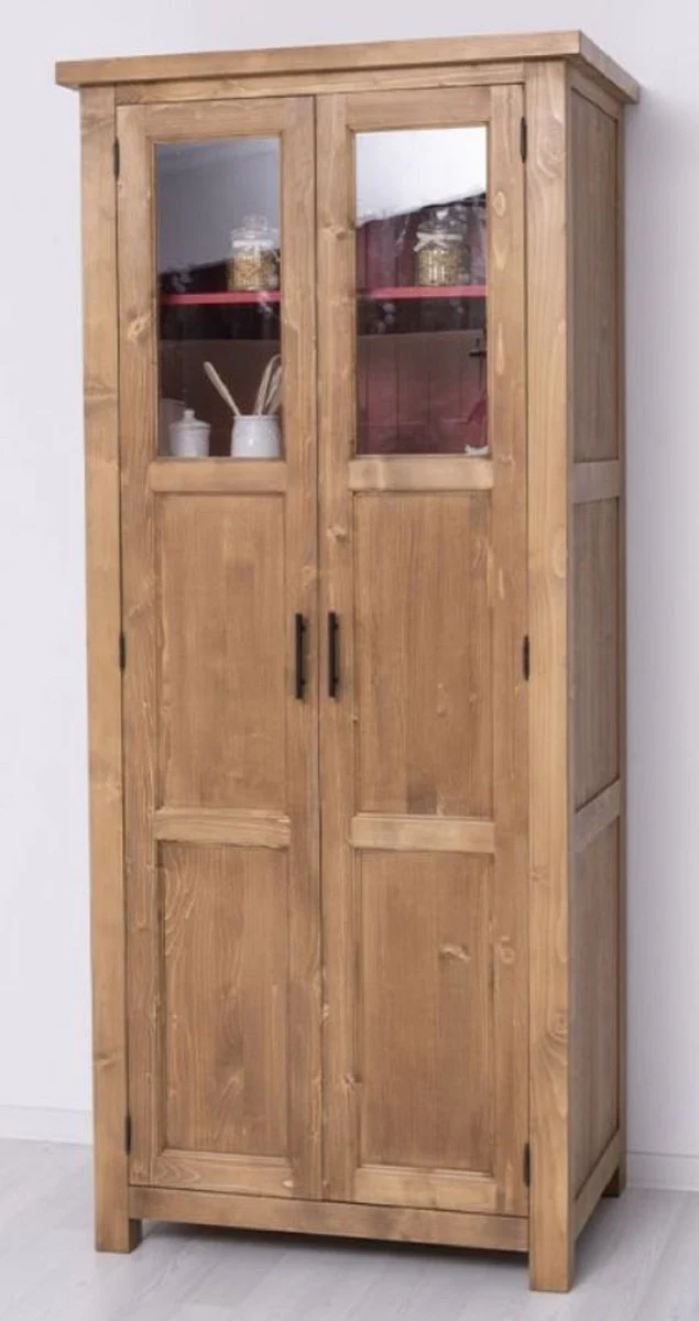 Country house style dining room cabinet natural colors / red 96 x 65 x H. 220 cm - solid wood kitchen cabinet with 2 doors - dining room furniture in country house style - country house style dining room furnishings