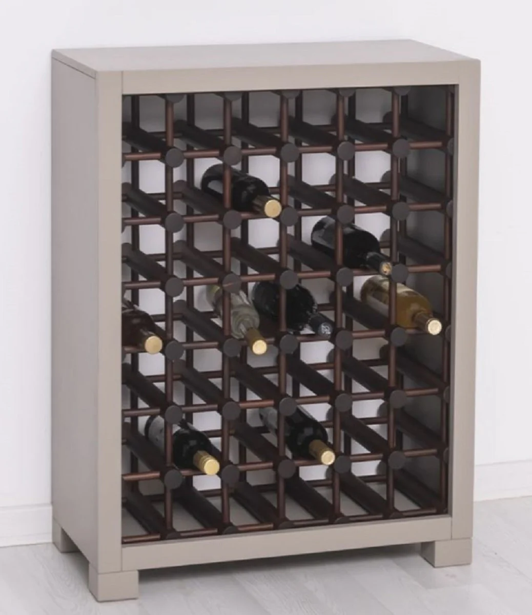 Country house style solid wood wine cabinet gray / dark brown / black 68 x 35 x H. 68 cm - Solid wood wine rack in country house style - Solid wood bar furniture - Country house style bar furniture