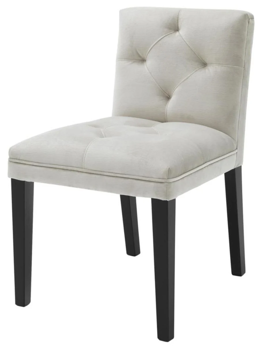 Luxury dining room chair in light gray with black legs 50 x 59 x H. 79 cm - Dining room furniture