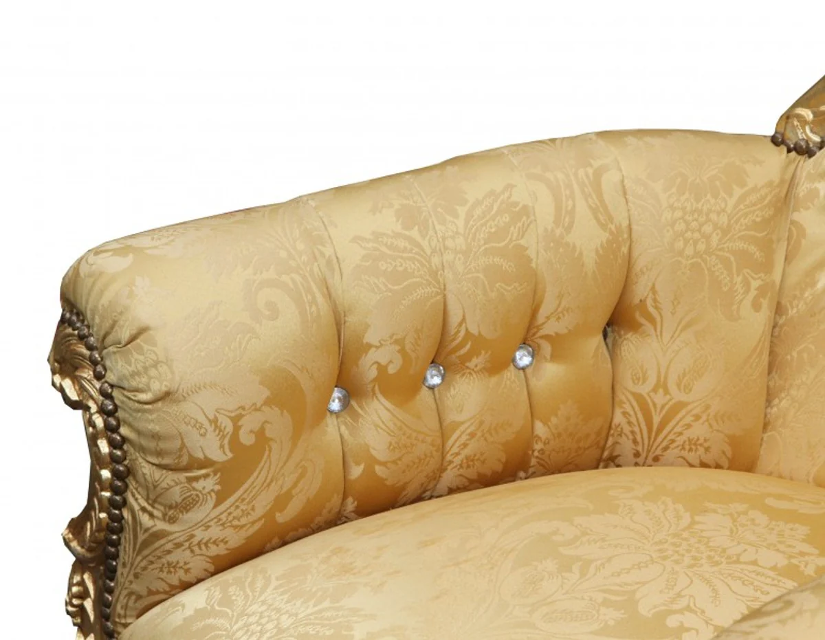 Barock Thron Sessel Majestic Mod2 Gold Muster / Gold mit Bling Bling Glitzersteinen - Riesensessel -Thron Stuhl Tron
