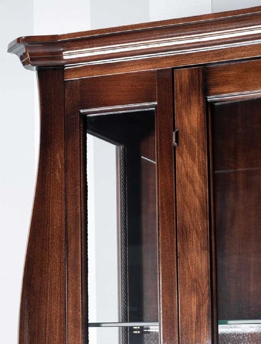 Luxury Art Deco display cabinet brown 170 x 50 x H. 215 cm - solid wood display cabinet with 2 glass doors - luxury Art Deco living room furniture