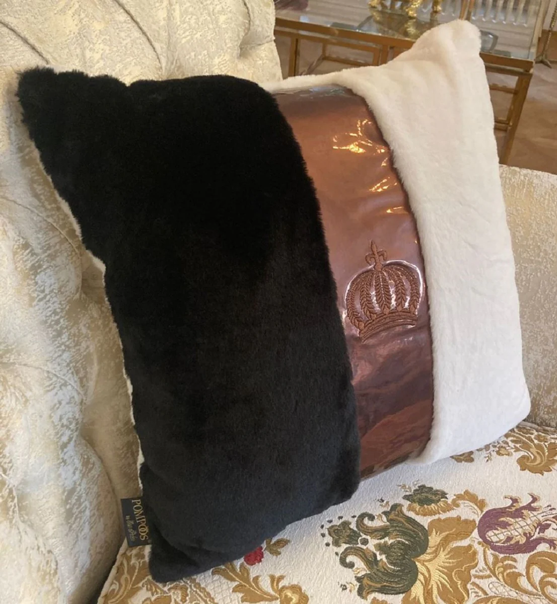 Harald Glööckler luxury decorative cushion Pompöös by white / black / bronze - Glööckler cushions - designer decorative cushions - Harald Glööckler designer decorative accessories