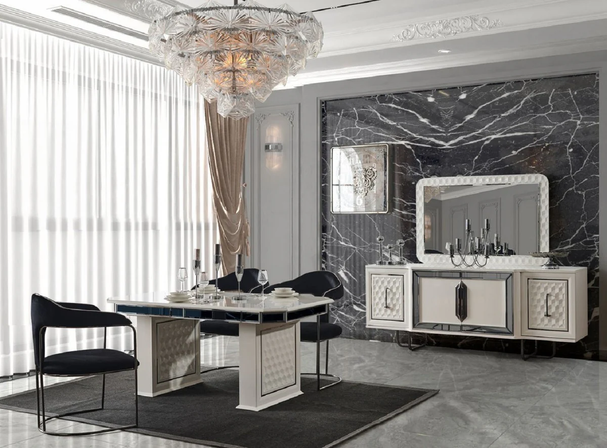 Luxury Art Deco dining room chair set of 6 with armrests black / bronze 60 x 58 x H. 92 cm - Dining room furniture - Restaurant furniture - Art Deco furniture - Luxury furniture