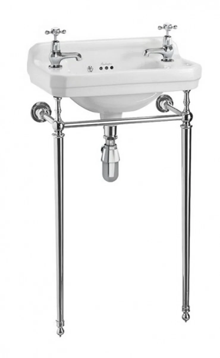 Art Nouveau standing guest toilet washbasin white / chrome W 51cm with 2 tap holes - Art Deco washbasin baroque antique style