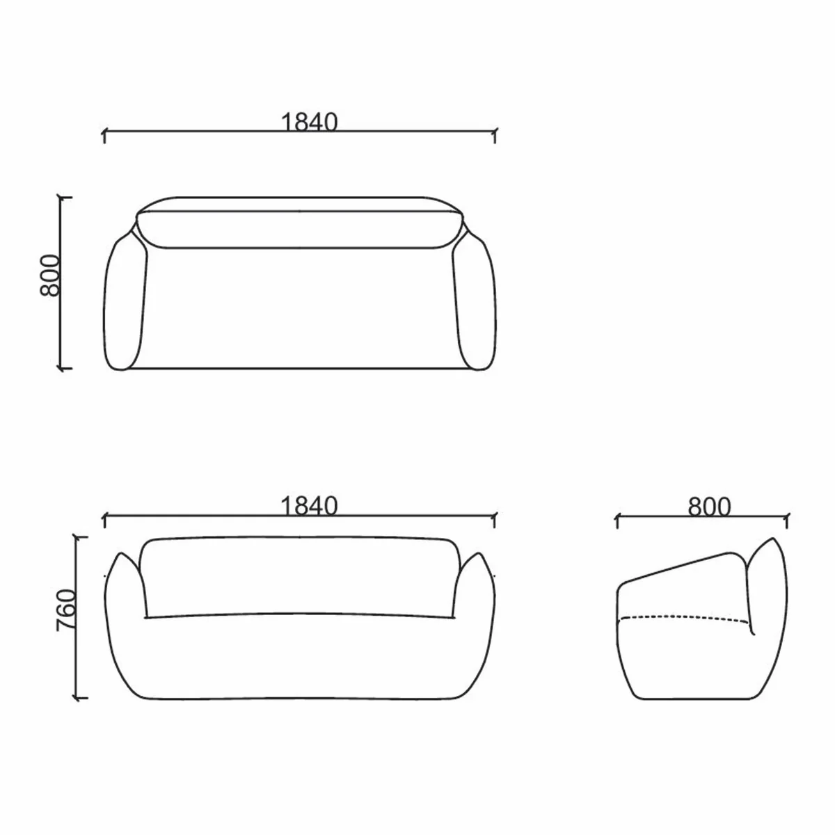 Luxury Sofa 184 cm - Various Colors - Hotel & Office Furniture