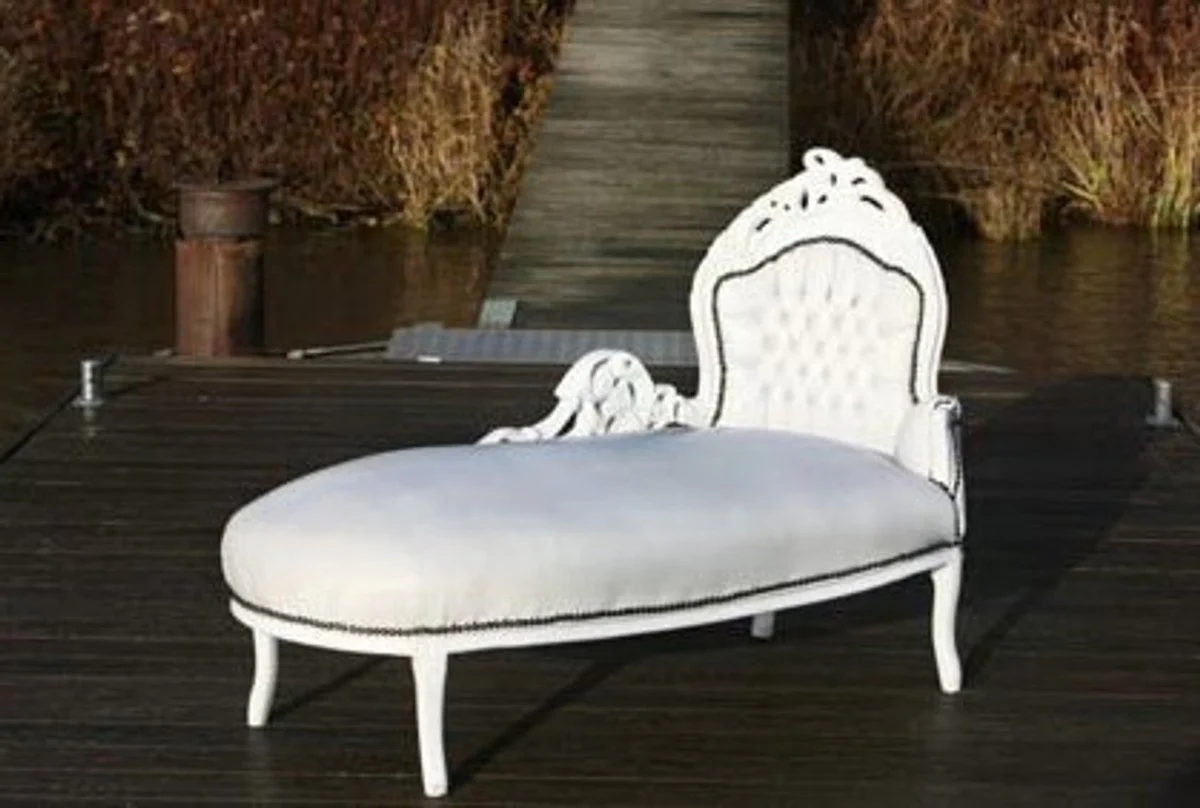 Baroque chaise longue white/white leather look