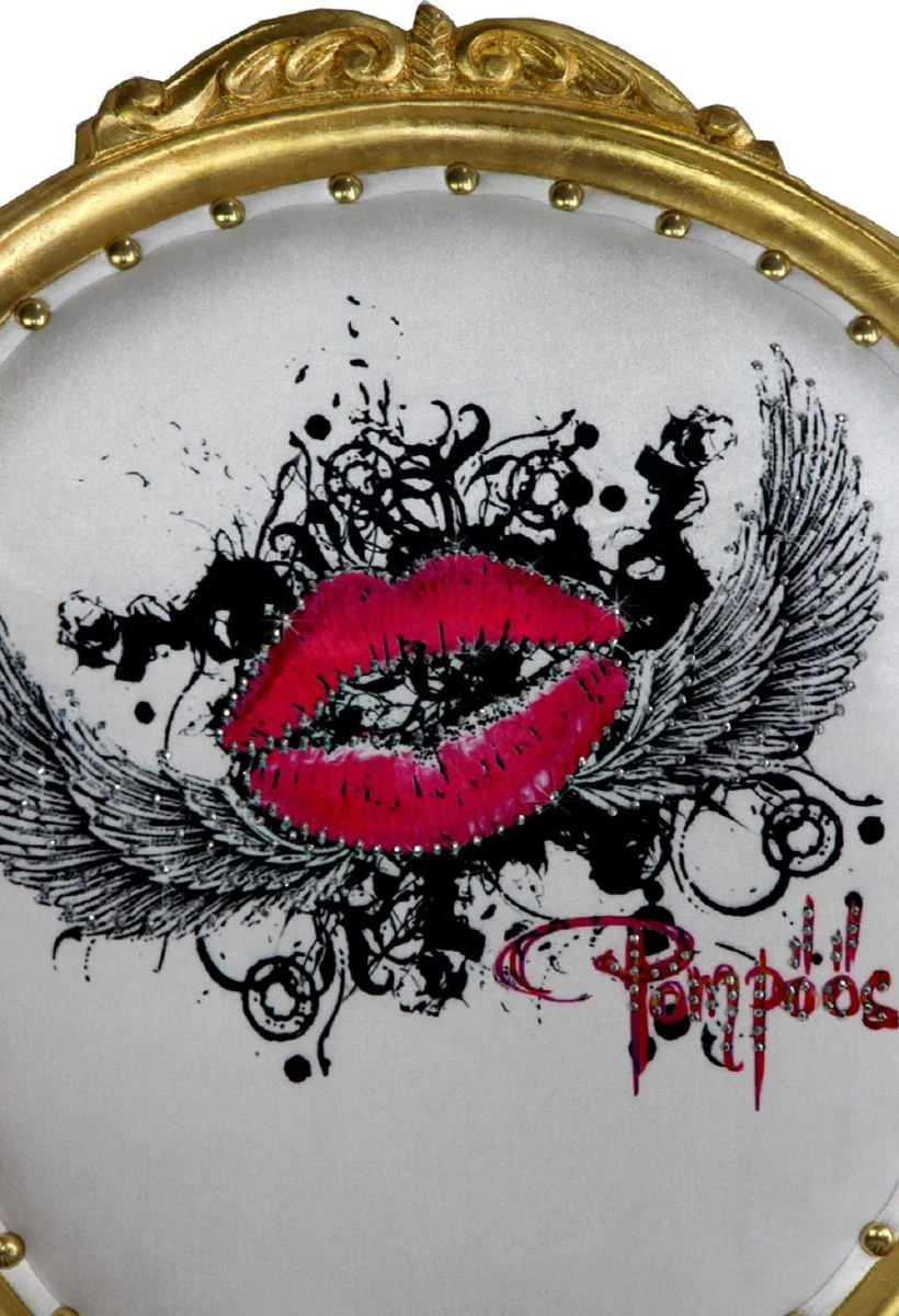 Pompöös by Luxury Baroque Dining Room Chairs Pink Lips Black / White Stripes / Gold - Pompöös Baroque Chairs designed by Harald Glööckler - 6 dining room chairs